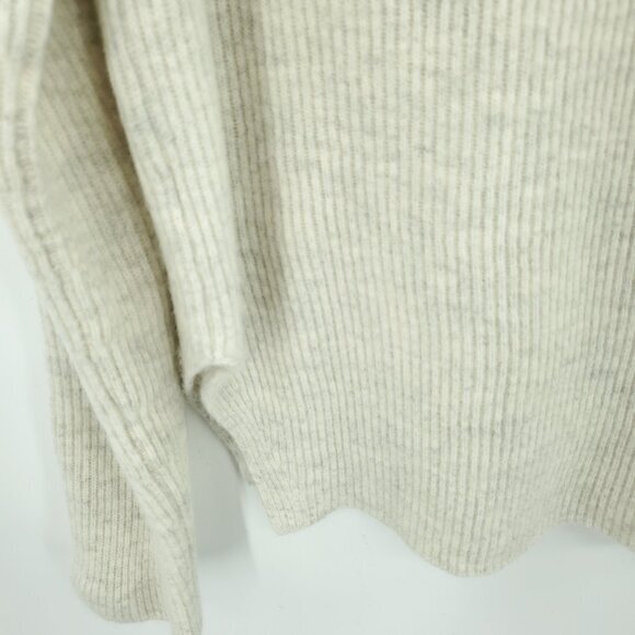Vince Colorblock/Gradient Cream/Gray Ribbed Crew Sweater S Split Sides - Picture 12 of 14